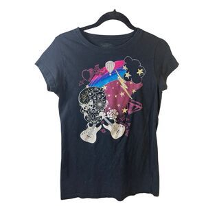 Avirex black tshirt medium m guitar skull gold studs black gothic rock